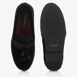 Boys Black Velvet Loafers