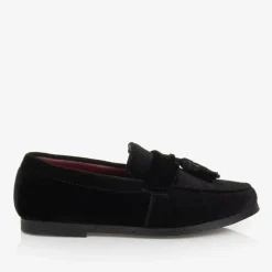 Boys Black Velvet Loafers