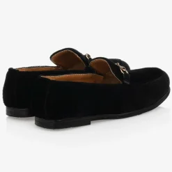 Boys Black Velvet Loafers