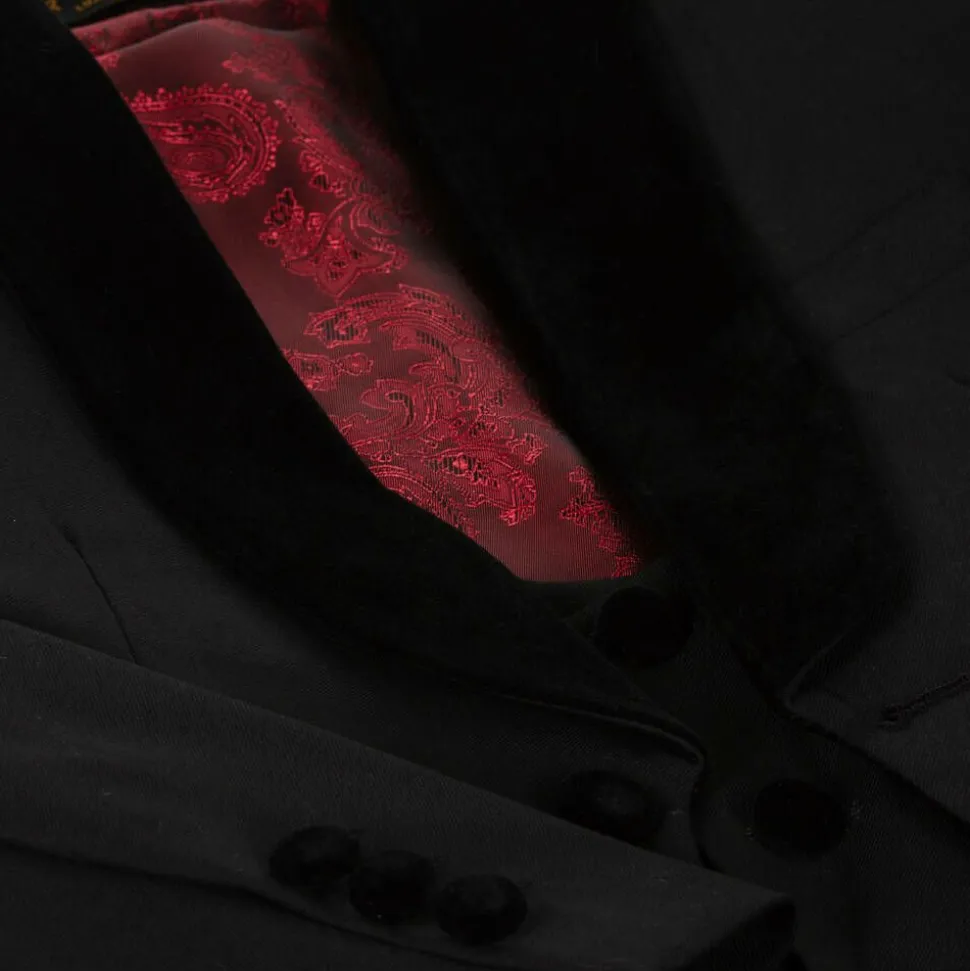 Boys Black Velvet Trim Suit