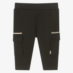Boys Black Viscose Cargo Trousers