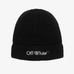 Boys Black Wool & Cotton Knit Beanie