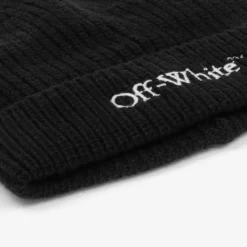 Boys Black Wool & Cotton Knit Beanie