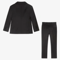 Boys Black Wool Single-Breasted Suit