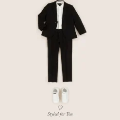 Boys Black Wool Single-Breasted Suit