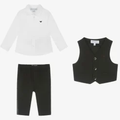 Boys Black Wool Waistcoat Suit