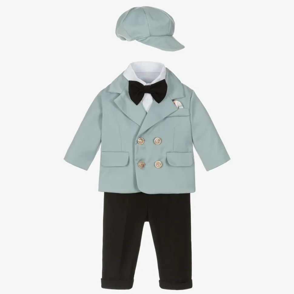 Boys Blue & Black Double Breasted Suit