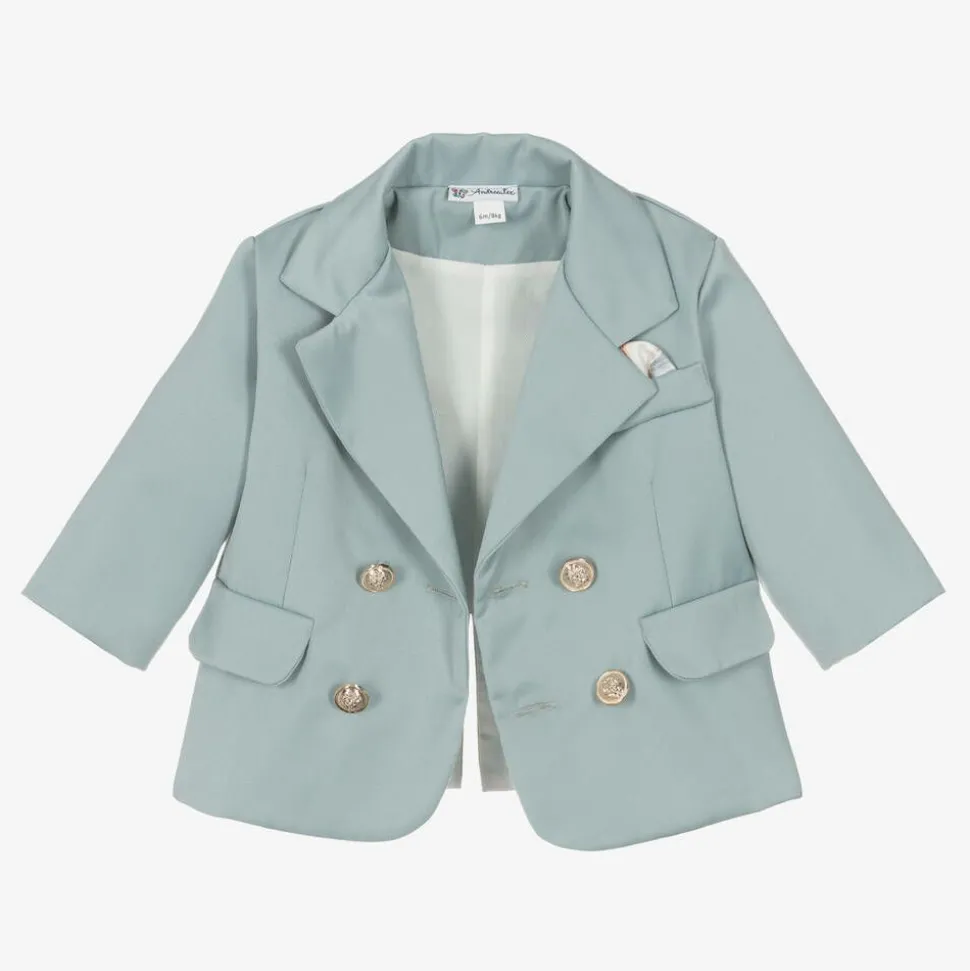 Boys Blue & Black Double Breasted Suit