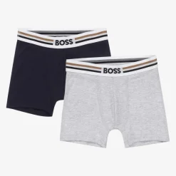 Boys Blue & Grey Boxer Shorts (2 Pack)