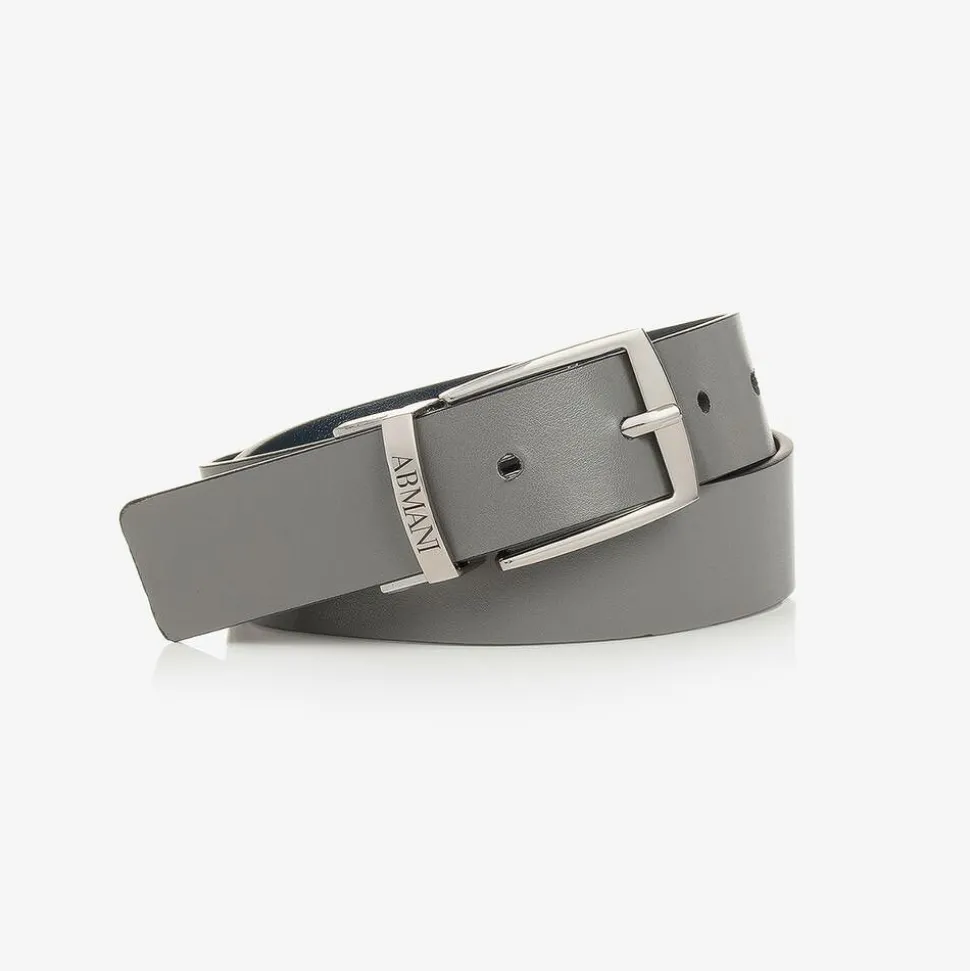 Boys Blue & Grey Reversible Leather Belt