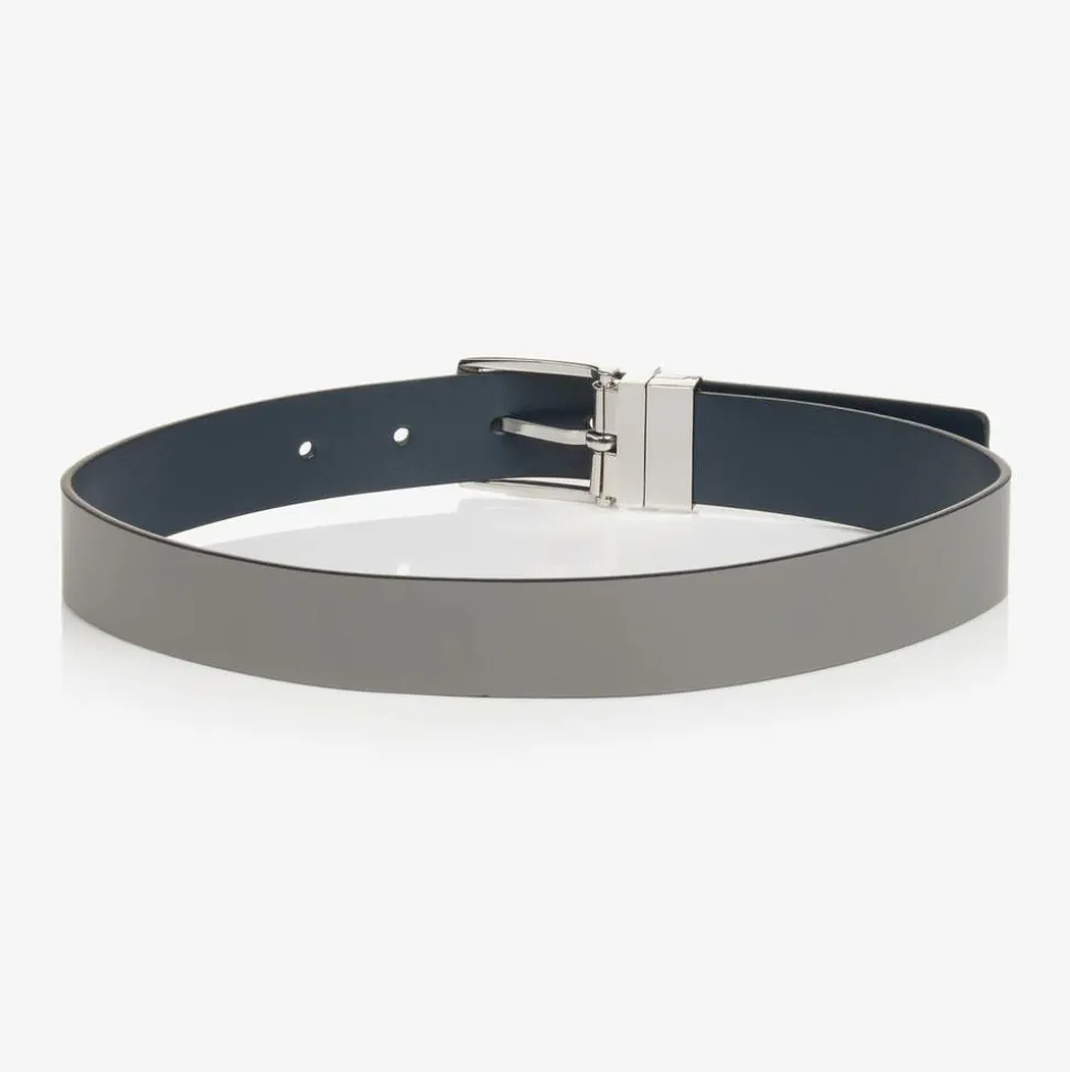 Boys Blue & Grey Reversible Leather Belt
