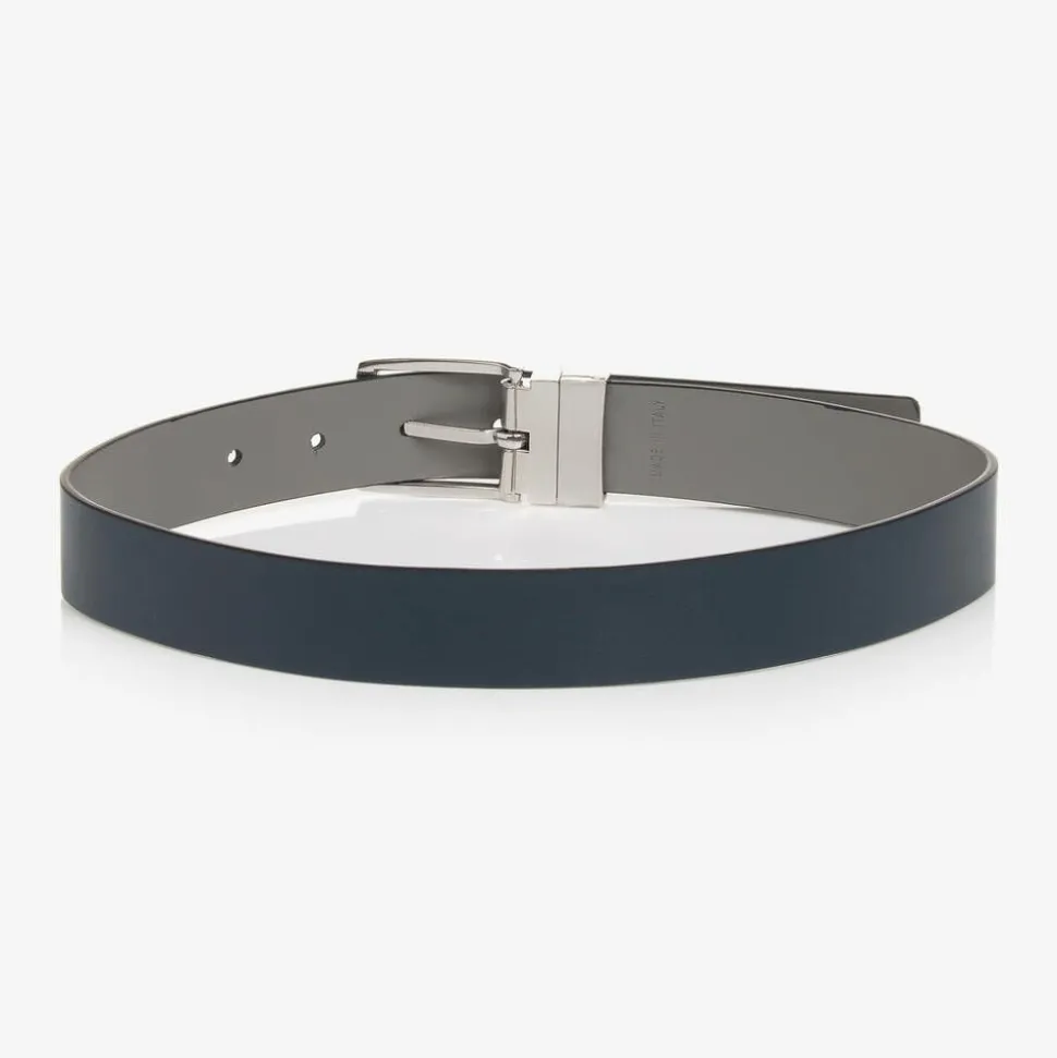 Boys Blue & Grey Reversible Leather Belt