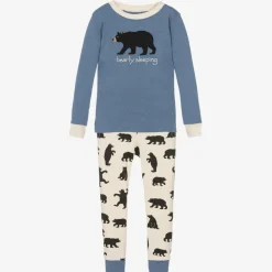 Boys Blue & Ivory Cotton Bear Pyjamas