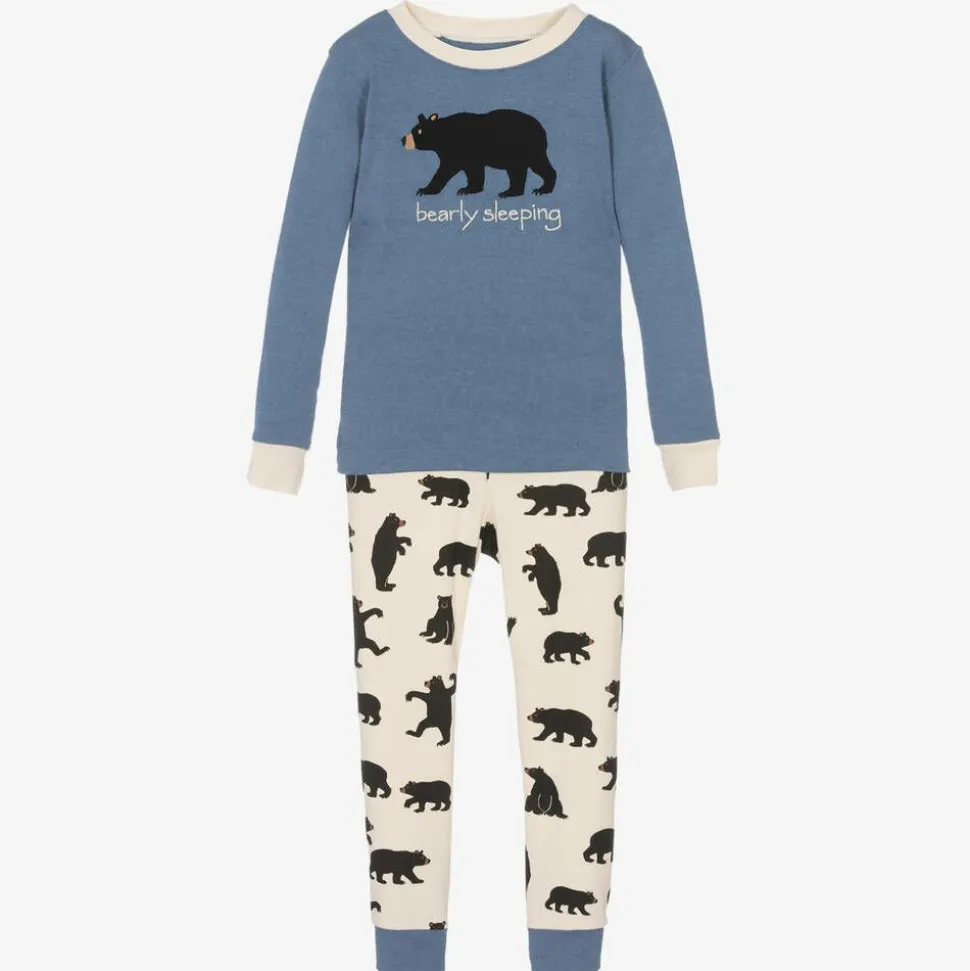 Boys Blue & Ivory Cotton Bear Pyjamas