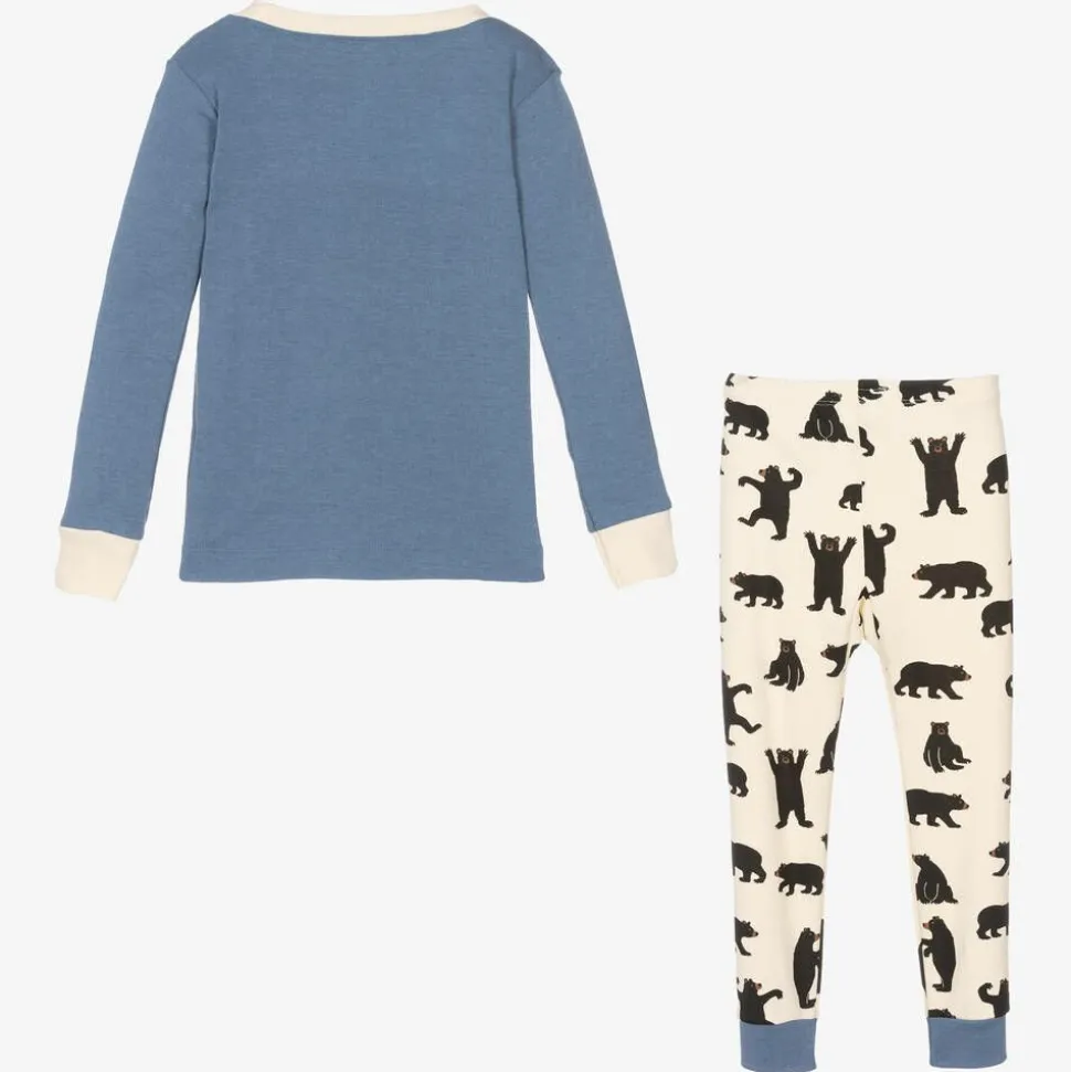 Boys Blue & Ivory Cotton Bear Pyjamas