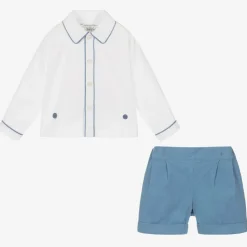 Boys Blue & Ivory Cotton Buster Suit
