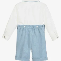 Boys Blue & White Cotton Buster Suit