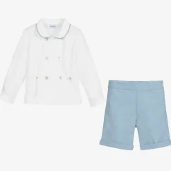 Boys Blue & White Cotton Buster Suit