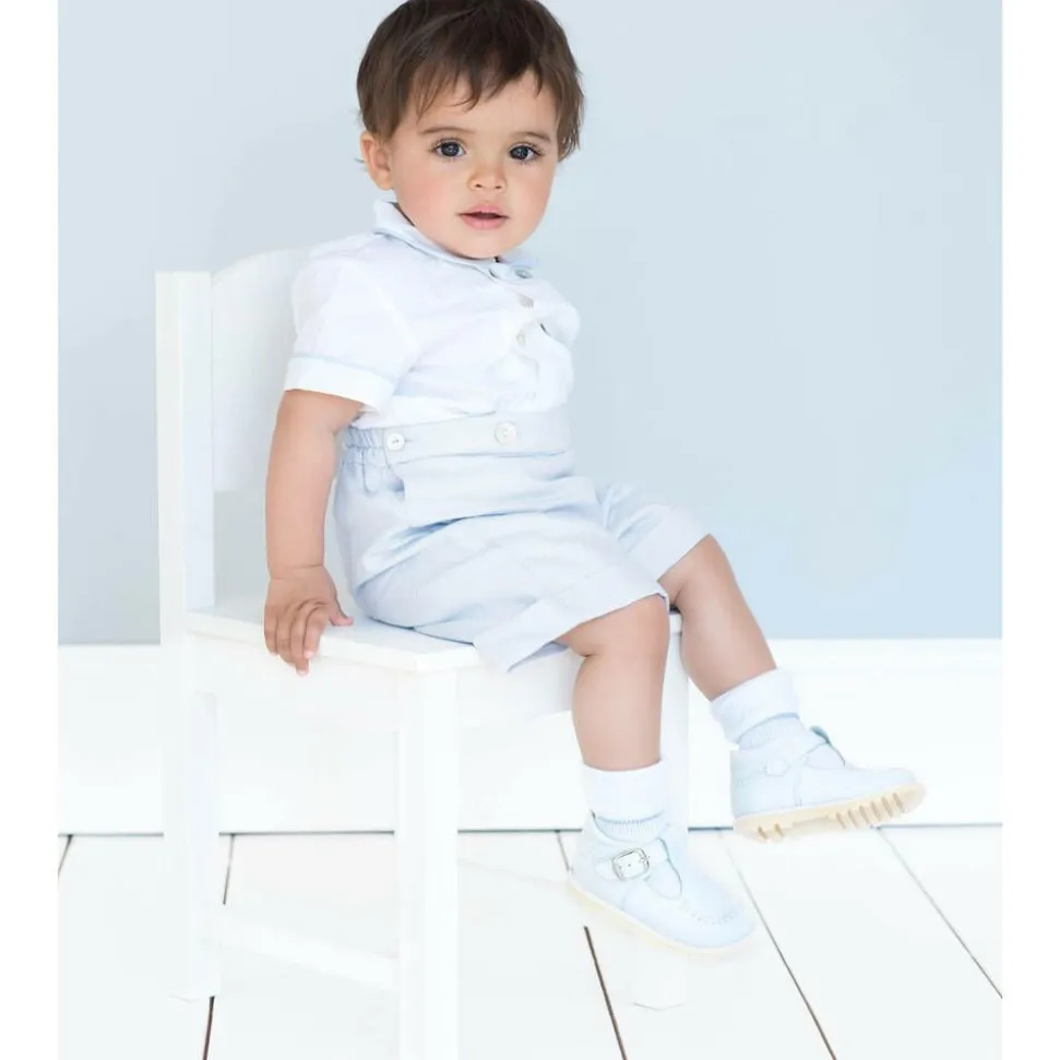 Boys Blue & White Cotton Buster Suit