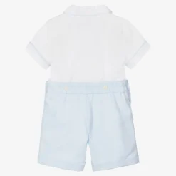 Boys Blue & White Cotton Buster Suit