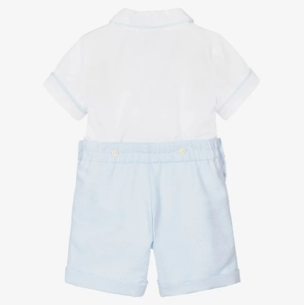 Boys Blue & White Cotton Buster Suit