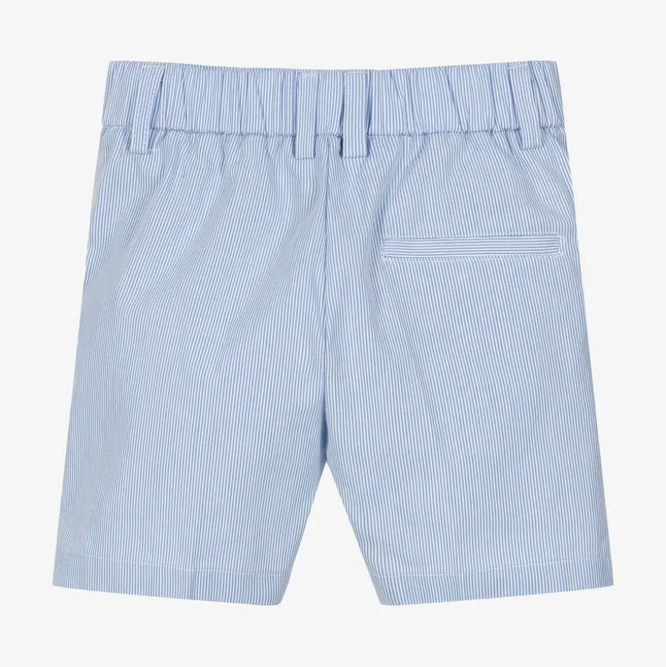 Boys Blue & White Striped Cotton Shorts