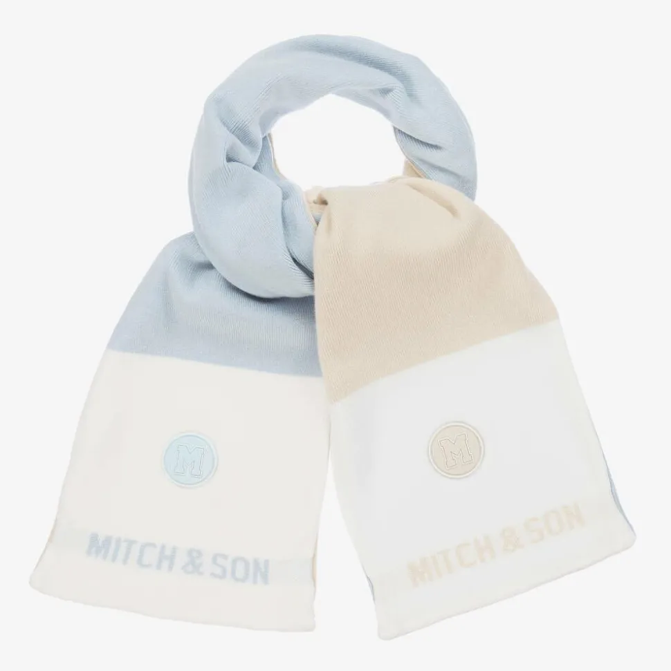 Boys Blue & Beige Reversible Scarf (118cm)