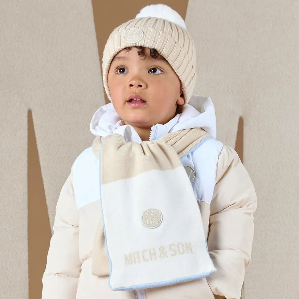 Boys Blue & Beige Reversible Scarf (118cm)