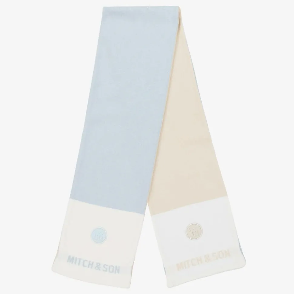 Boys Blue & Beige Reversible Scarf (118cm)