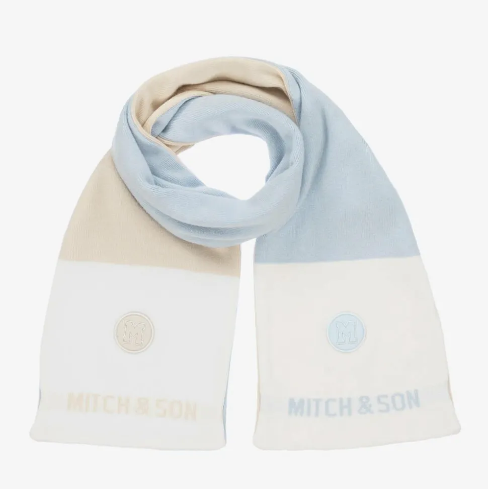 Boys Blue & Beige Reversible Scarf (118cm)
