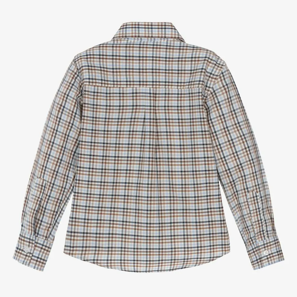 Boys Blue Check Cotton Shirt