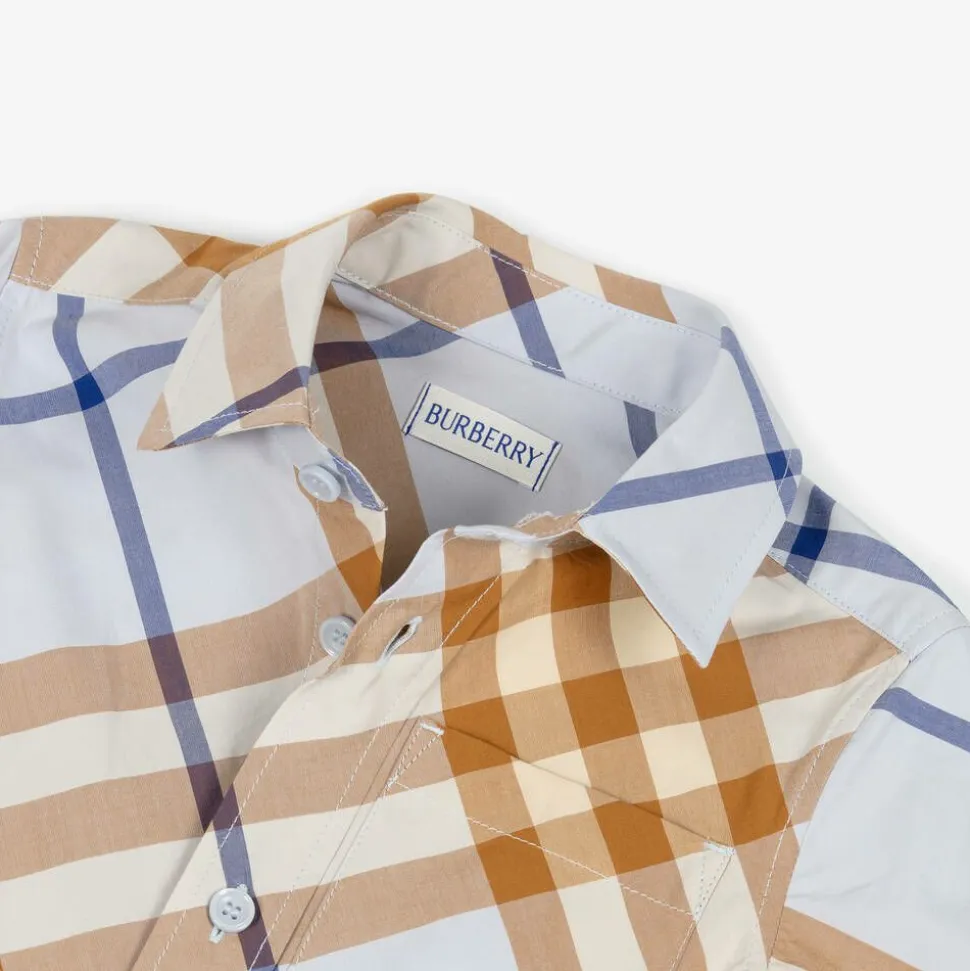 Boys Blue Check Cotton Shirt