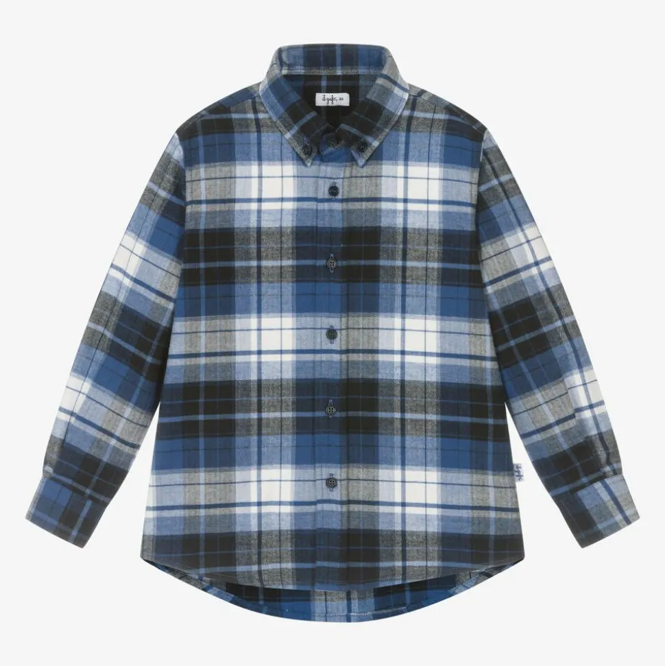 Boys Blue Checked Cotton Shirt