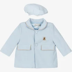 Boys Blue Corduroy Coat & Hat Set