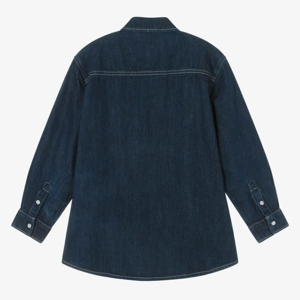 Boys Blue Cotton & Linen Denim Shirt