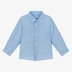 Boys Blue Cotton & Linen Shirt