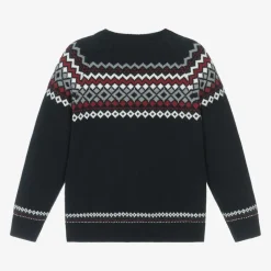 Boys Blue Cotton & Wool Knit Sweater