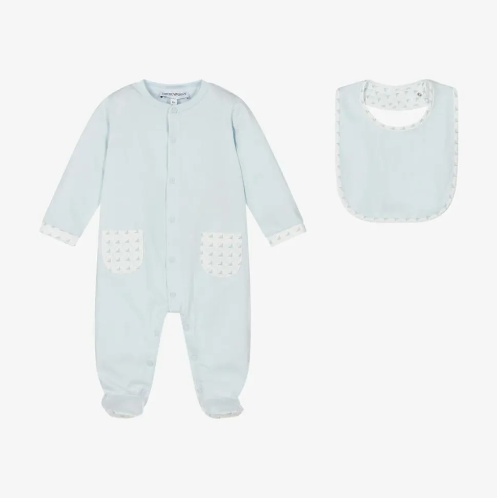 Boys Blue Cotton Babysuit Set