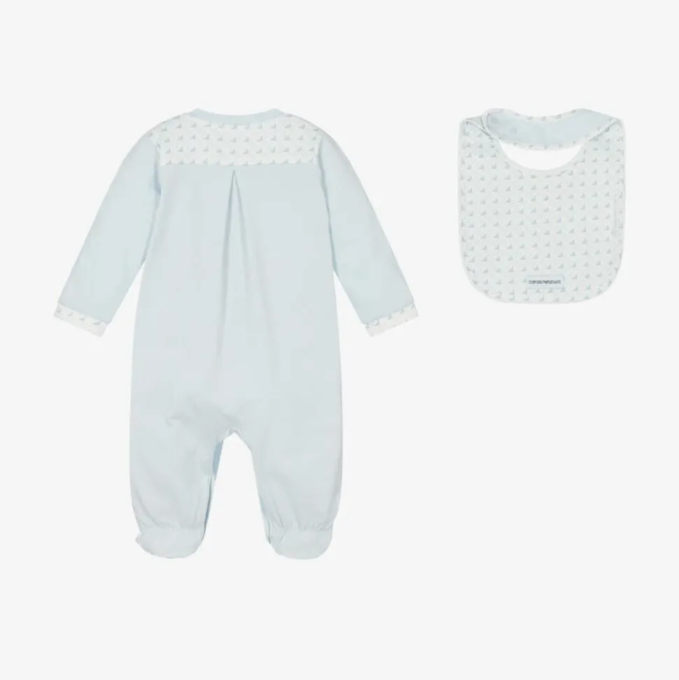 Boys Blue Cotton Babysuit Set