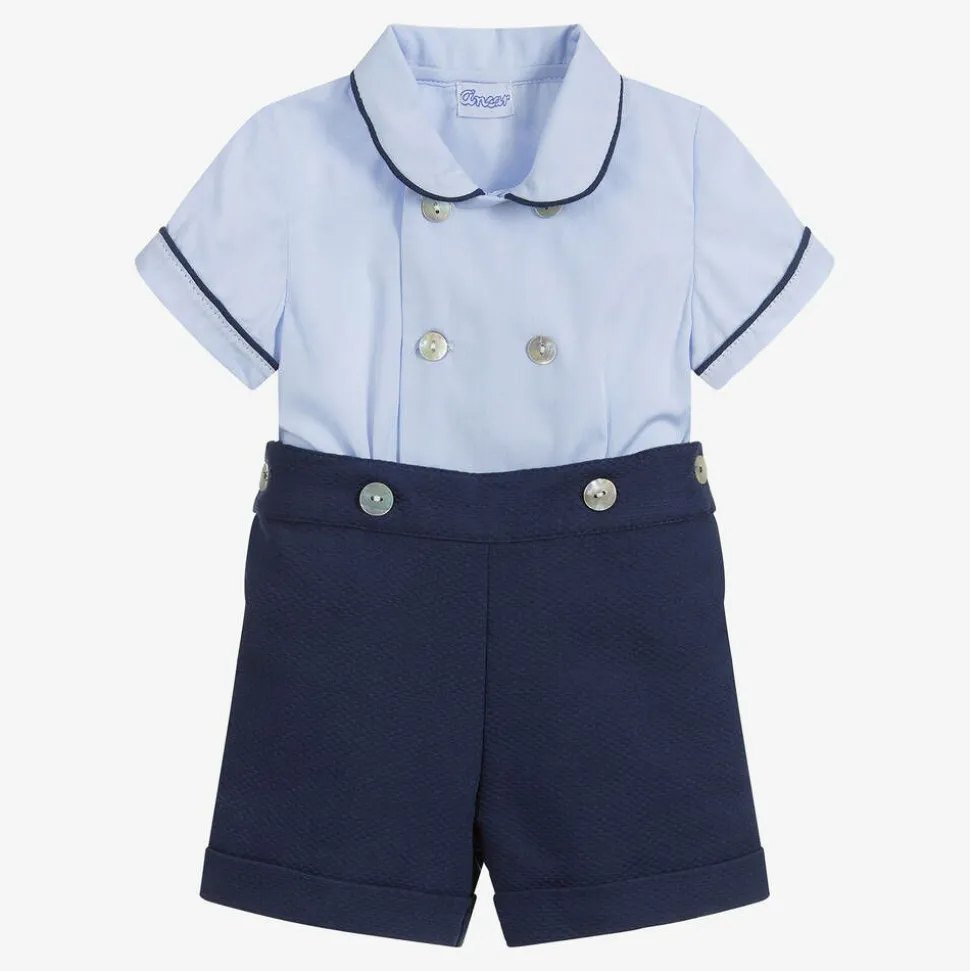 Boys Blue Cotton Buster Suit
