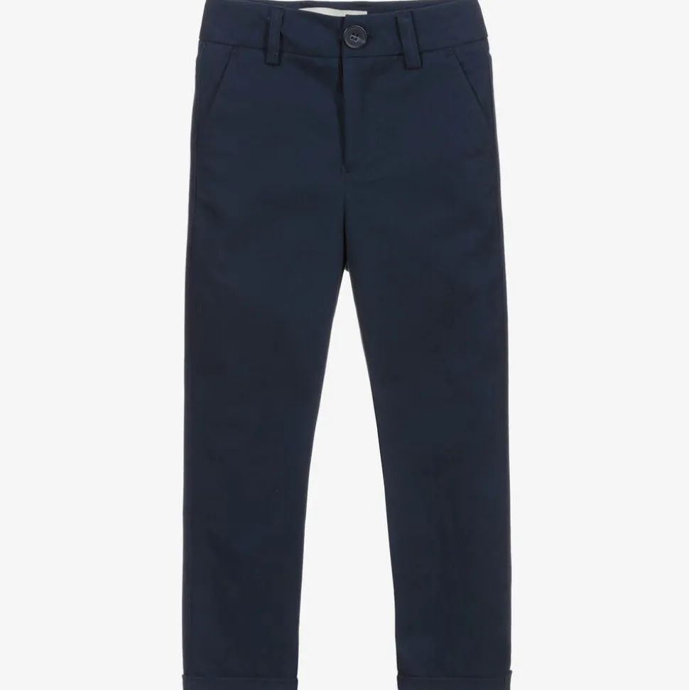 Boys Blue Cotton Chino Trousers