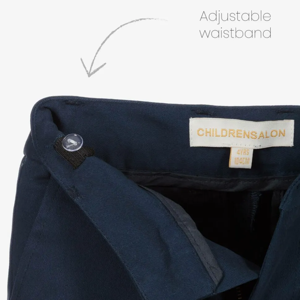 Boys Blue Cotton Chino Trousers