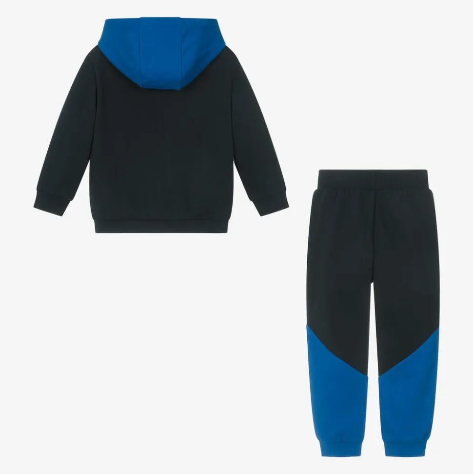 Boys Blue Cotton Colourblock Tracksuit