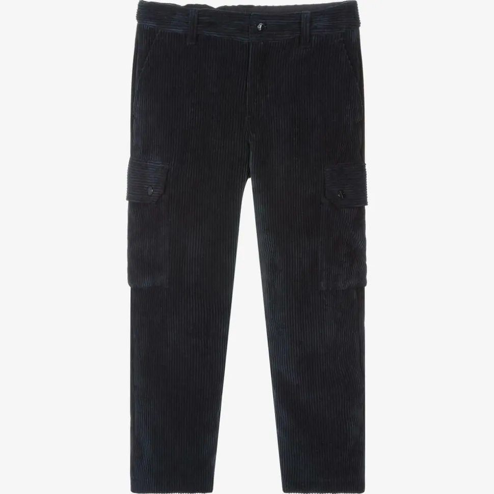 Boys Blue Cotton Corduroy Trousers