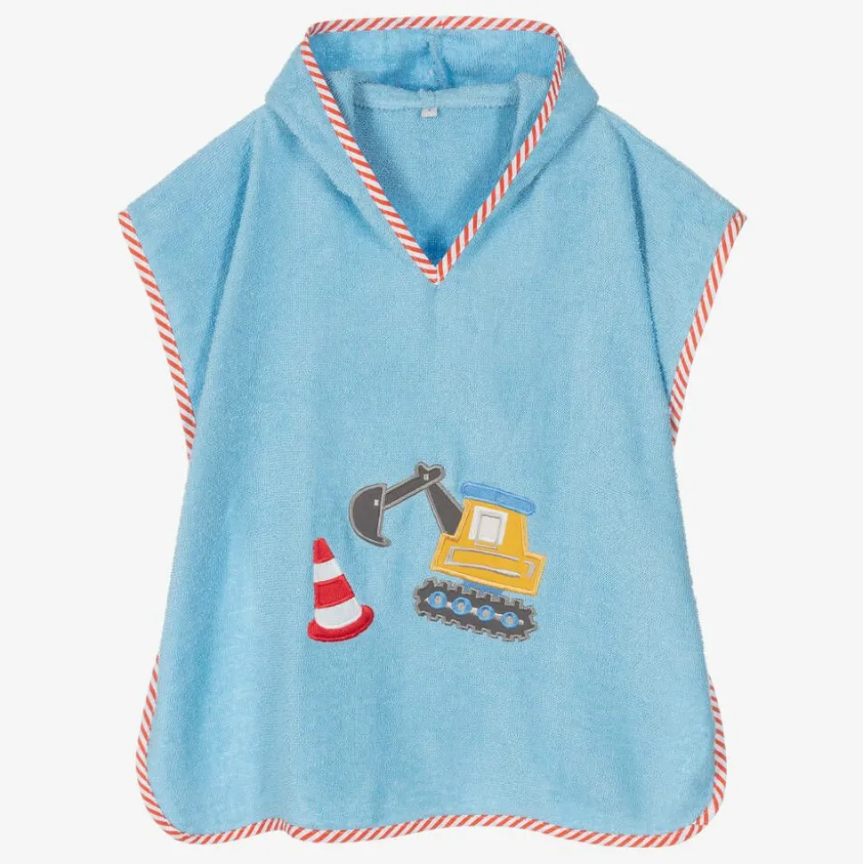 Boys Blue Cotton Digger Poncho Towel