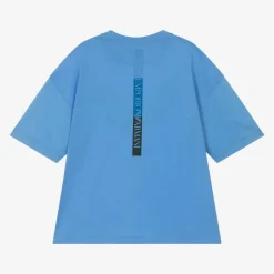 Boys Blue Cotton EA7 Logo T-Shirt