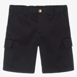 Boys Blue Cotton Gabardine Shorts