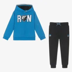 Boys Blue Cotton Jersey Tracksuit