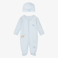 Boys Blue Cotton Jungle Oasis Babygrow Set