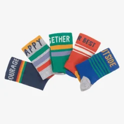 Boys Blue Cotton Knit Socks (5 Pack)